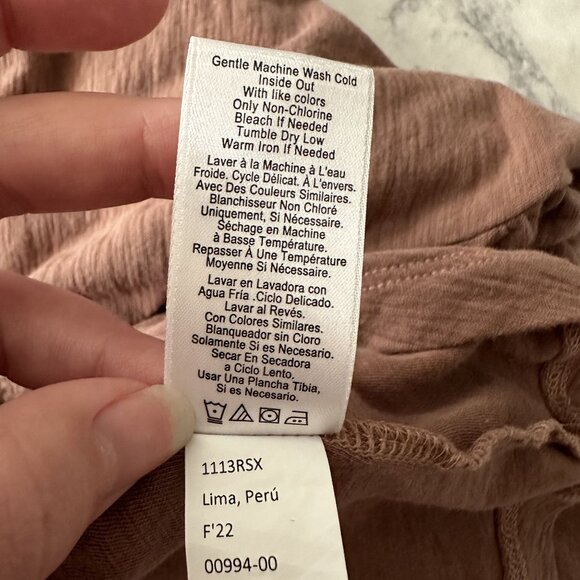 Nation LTD Lored Smocked Peasant Tee in Granite - Picture 9 of 11